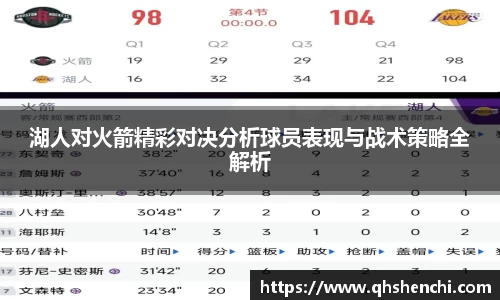 湖人对火箭精彩对决分析球员表现与战术策略全解析